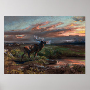 Poster O chamado do Stag, 1890, por Rosa Bonheur