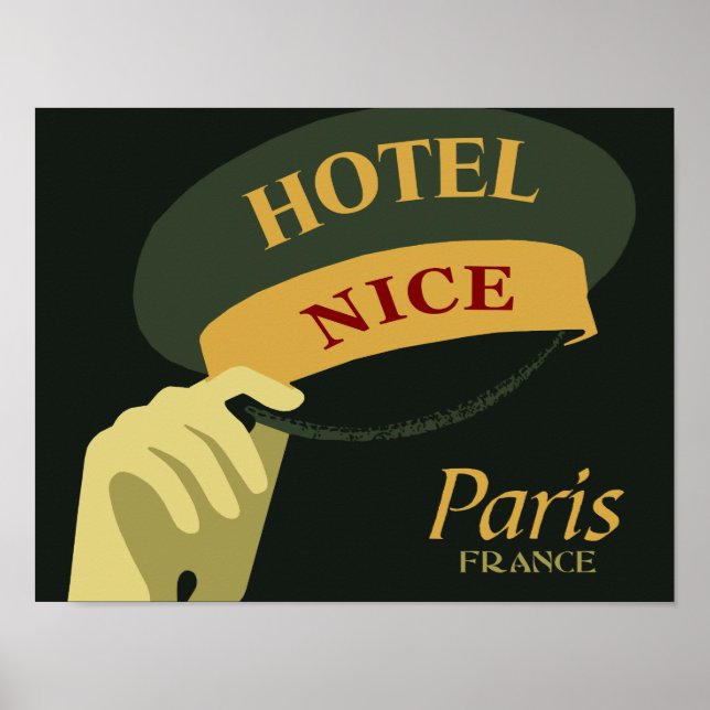 Póster O chapéu para um Hotel Nice Paris França, estilo r (Frente)