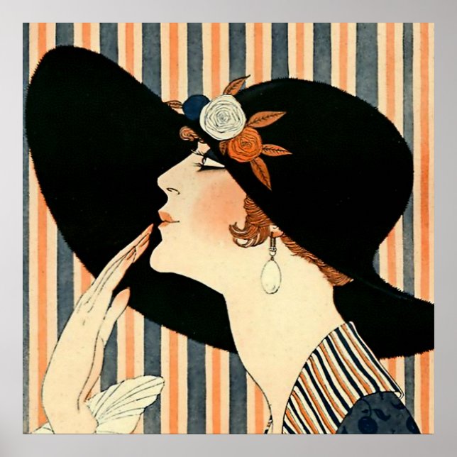 Poster “O Chapéu Preto” Art Déco por George Barbier (Frente)