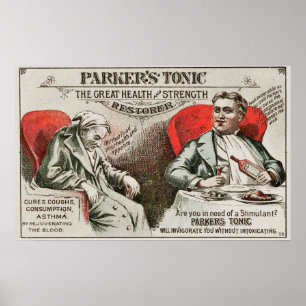 Poster O charlatanismo da medicina do tónico de Parker d