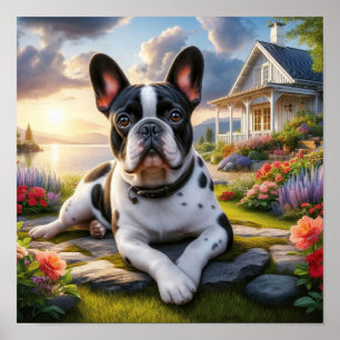 Poster O charmoso Bulldog Francês numa Cena do Campo