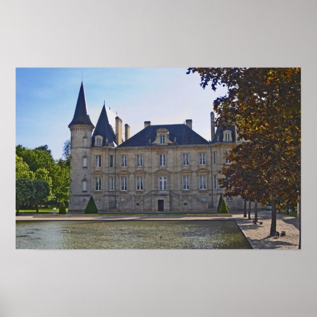 Póster O Chateau Pichon Longueville Baron e lago (Frente)