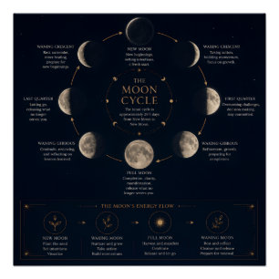 Póster O Ciclo da Lua & Significado das Fases