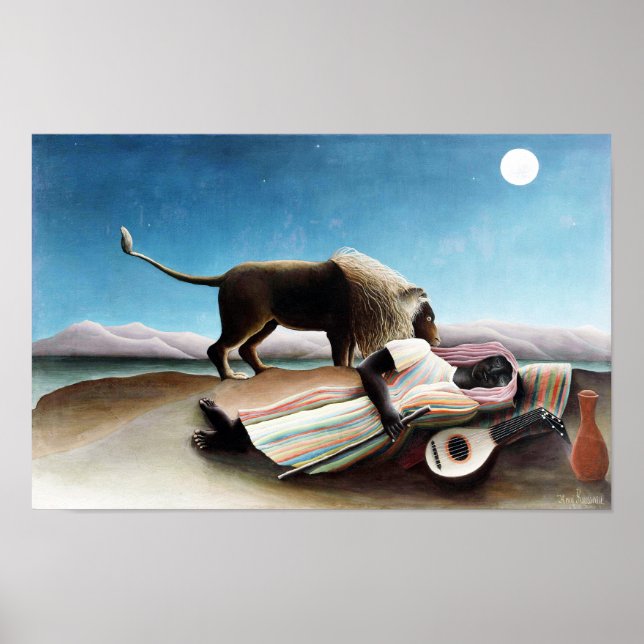 Poster O cigano adormecido, Henri Rousseau (1897) (Frente)