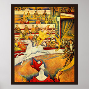 Póster O circo por Georges Seurat, Pointillism do vintage