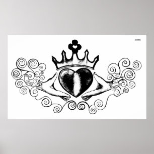 Poster O Claddagh (Preto)
