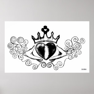 Póster O Claddagh (Preto)