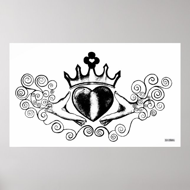 Póster O Claddagh (Preto) (Frente)