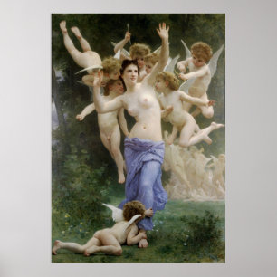 Póster O clássico 1892 de Bouguereau que pinta o ninho d