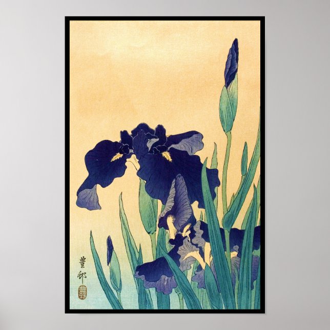 Póster O clássico ukiyo-e violet irises do japão japonês (Frente)