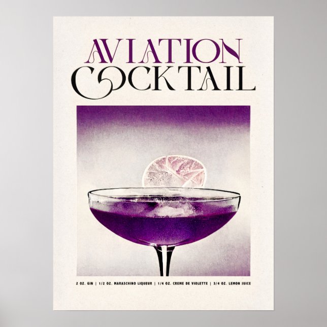 Poster O Cocktail Da Aviação: Uma Delícia Violeta (Frente)