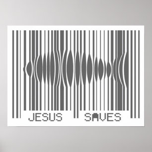 Póster O código de barras Jesus salvar