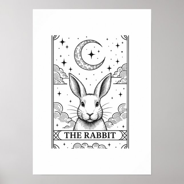 Poster O Coelho | Ilustração da Carta Tarot da Lua Místic (Frente)