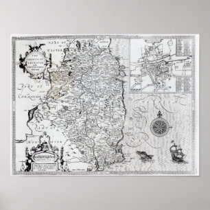 Póster O condado de Leinster com a cidade de Dublin