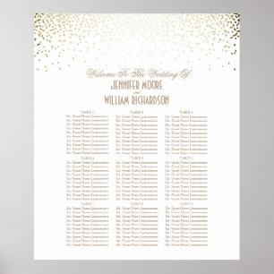 Póster O confete Dourado pontilha a carta branca do