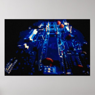 Póster O conselho de circuito azul da perspectiva