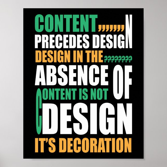 Poster O conteúdo precede o design Design na ausência (Frente)
