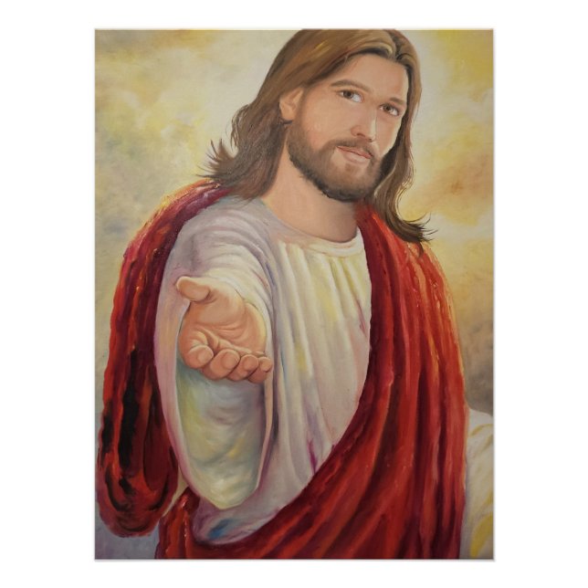 Póster O Convite Divino: Jesus Estendendo a Mão (Frente)