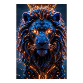 Póster O Coração de um Poster Rei - Leão Cibernético Bril
