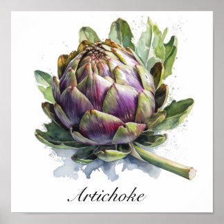 Poster O Coração do Jardim: Alcachofra em Aquarela