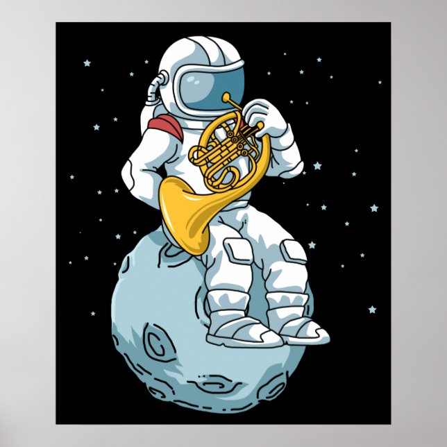 Poster O Corno Francês Oferece Homens Bronze Música Corno (Frente)