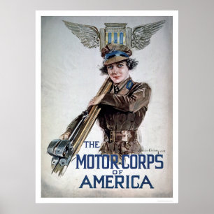 Póster O corpo de América - jovem mulher do motor