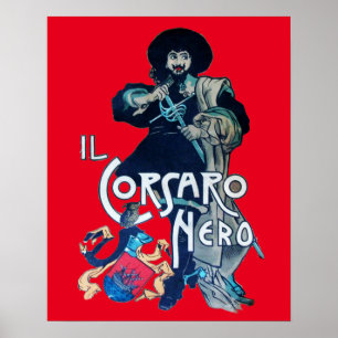 Póster O CORSAIRO NEGRO Vermelho