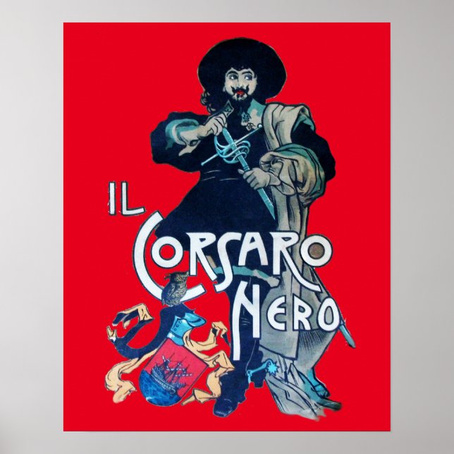 Póster O CORSAIRO NEGRO Vermelho (Frente)