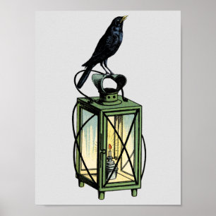 Póster O corvo espera na lanterna da noite