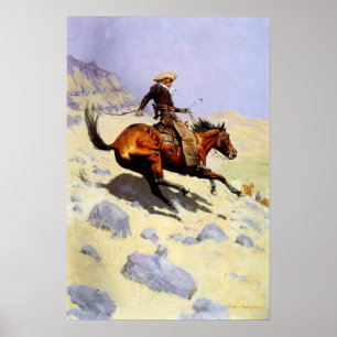 Póster O Cowboy por Remington, Cavalaria Militar Vintage