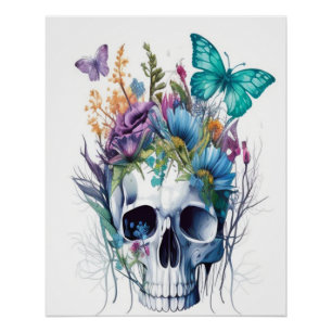 Póster O crânio do açúcar e as flores silvestres