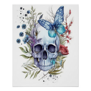 Póster O crânio do açúcar e as flores silvestres