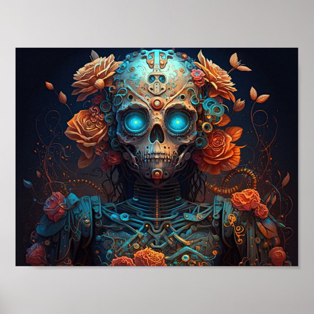 Poster O Crânio do Açúcar Robótico Dia da Mulher Morta (Frente)