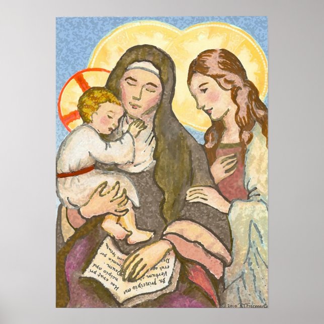 Póster O Criança Jesus com Sua Mãe e Avó (Frente)