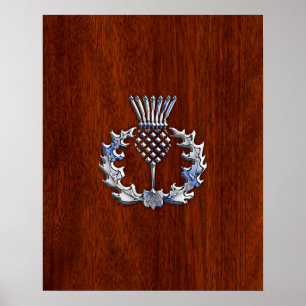Póster O cromo gosta do cardo no estilo de madeira de