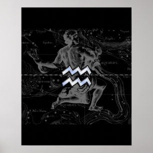 Póster O cromo gosta do sinal do zodíaco do Aquário em