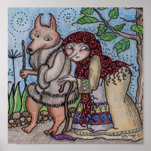 Póster O Crone e Wolfie vão para uma arte popular do