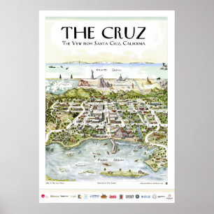 Poster "O Cruz" a vista de Santa Cruz, CA