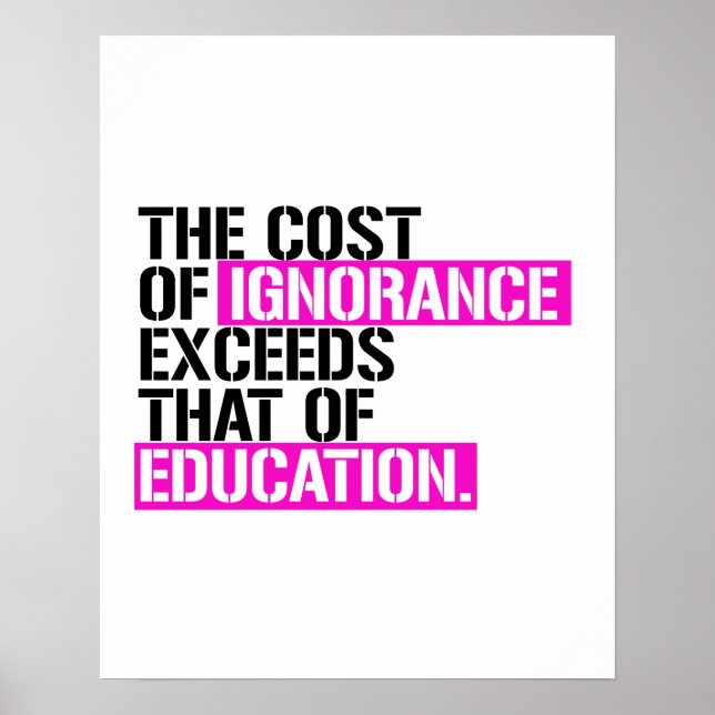 Poster O custo da ignorância excede o da educação (Frente)
