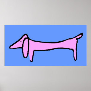 Póster O Dachshund cor-de-rosa