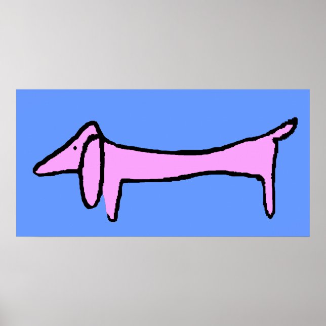 Póster O Dachshund Rosa (Frente)