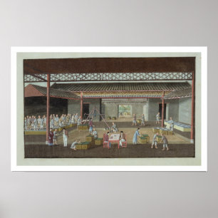 Póster O depósito do chá (gouache na seda)