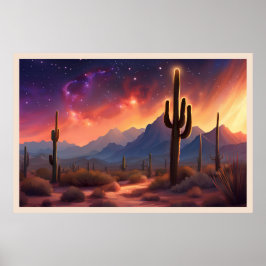Poster O Deserto na Arte Colorida Dusk Sequoia Cactus