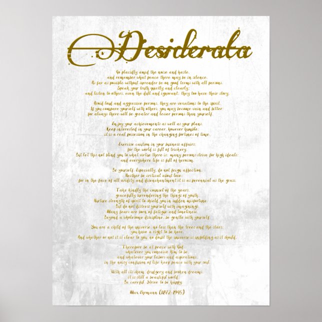 Póster O Desiderata "Coisas Desejadas" (Frente)