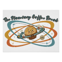 O Design Retro Espaço da Pausa Café Planetária