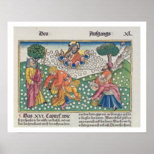Póster O deus 13-22 do êxodo 16 fornece codorniz e maná