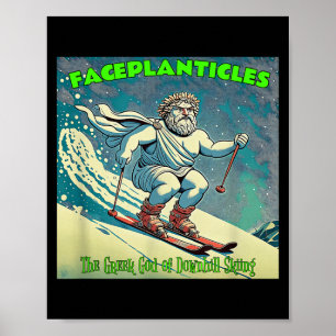 Poster O deus grego de esqui downhill e plantas faciais u