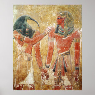 Poster O deus Thoth com Seti I no túmulo de Seti