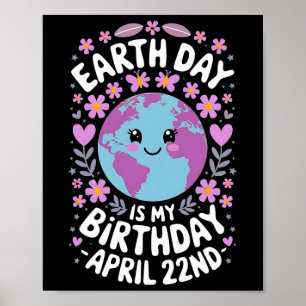 Poster O Dia Da Terra É Meu Aniversário Para Meninas