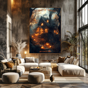 Poster O Dia das Bruxas de Algodão com Jacks brilhantes